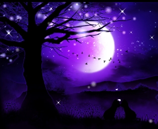 有声版黑色动画图片装饰：天上的月亮挂满了我对你的爱